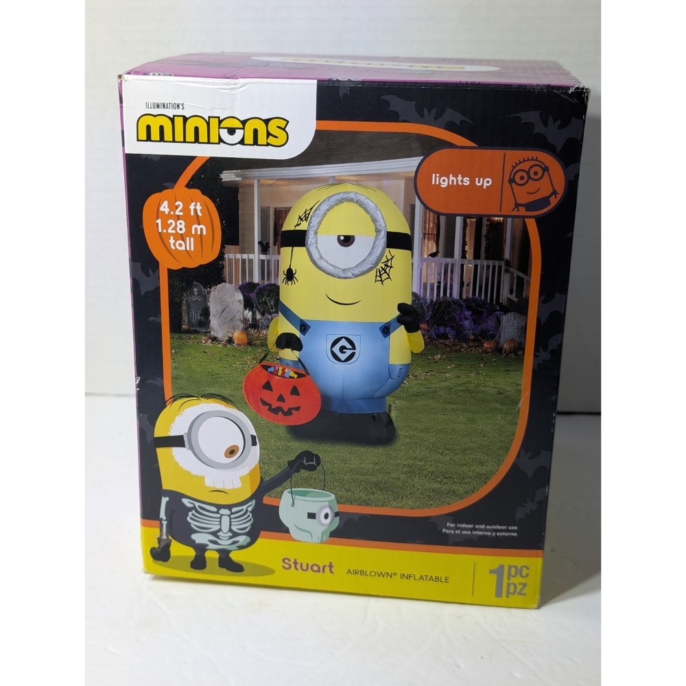 Gemmy Minions Stuart Halloween 4.2ft Airblown Light Up Inflatable - New